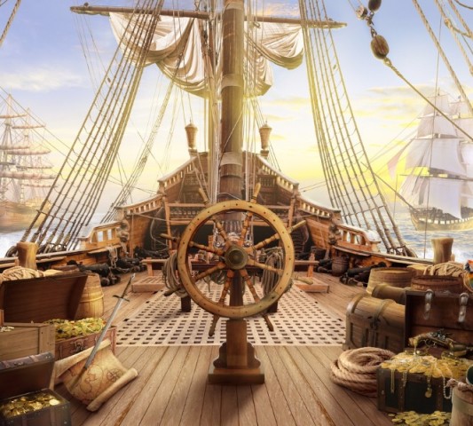 Дорожка-скатерть «Пиратский корабль» вид 1