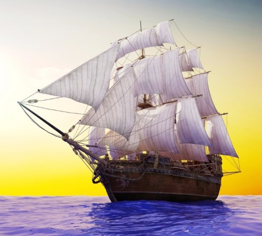 Узкая скатерть «Старый корабль в открытом океане» вид 1