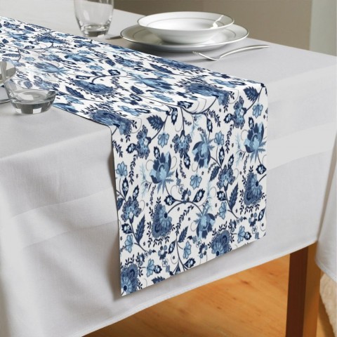 Дорожка для стола «Цветочный узор с голубым оттенком» вид 4
