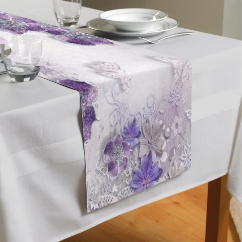 Дорожка на стол с рисунком «Ювелирные фиолетовые цветы» вид 4