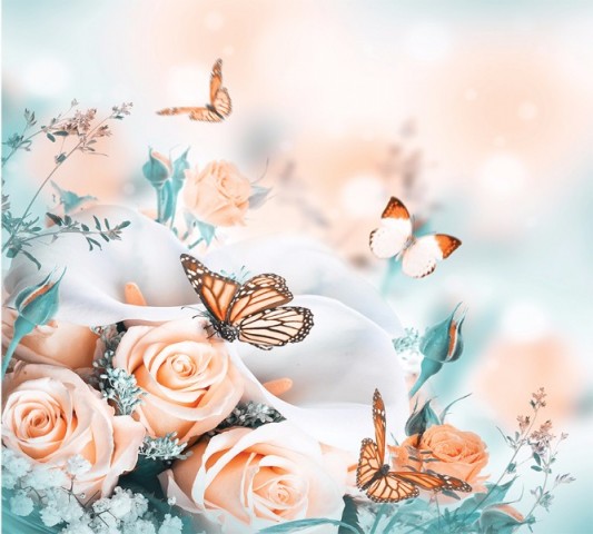 Настольная дорожка «Бабочки над розами» вид 1