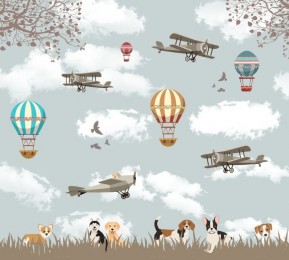 Фотошторы «Воздушные шары с собачками»