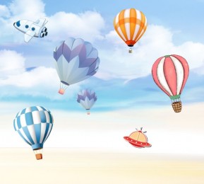 Фотошторы «Небесная фантазия с воздушными шарами»