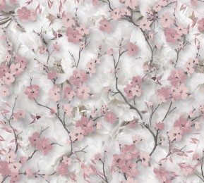 Фотошторы «Птички в нежно-розовых ветвях»