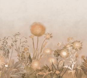 Фотошторы «Светлая композиция из полевых цветов в тёплых тонах»