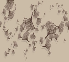 Фотошторы «Круговорот из цветочных зонтиков в бежевых тонах»