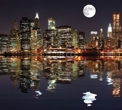 Фотошторы «Луна над ночным городом»