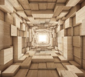 Фотошторы «Тоннель из деревянных кубов»