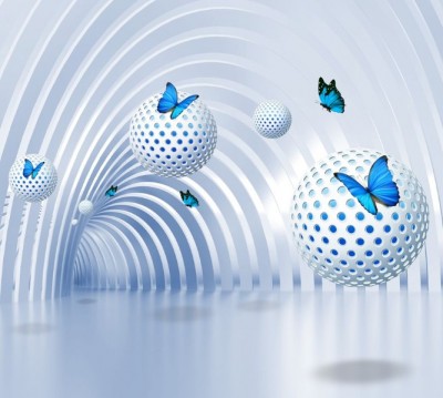 Фотошторы «Футуристичный тоннель с бабочками»