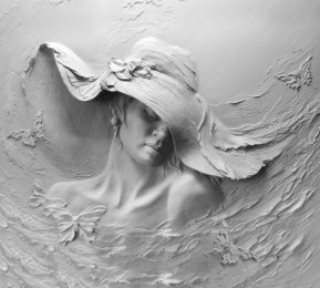 Фотошторы «Барельеф женщина в шляпе» 