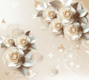 Фотошторы «Кремовая композиция с розами» 