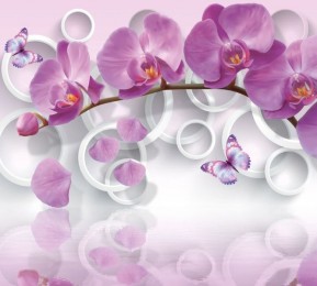 Фотшторы «Орхидея с объемными кругами»