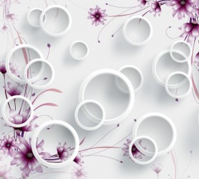 Фотшторы «Объемные белые кольца с полевыми цветами»
