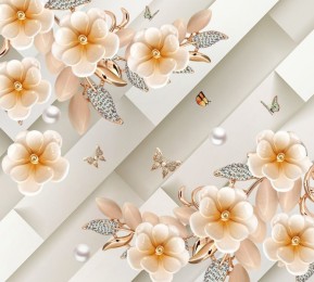 Фотошторы «Керамические цветы с драгоценными лепестками»