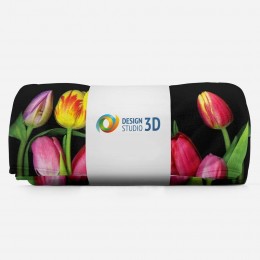 3D плед «Тюльпаны на темном фоне»