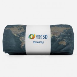 3D Плед «Джинсовая карта мира»