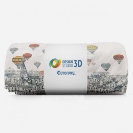 3D Плед «Воздушные шары над городом акварель»