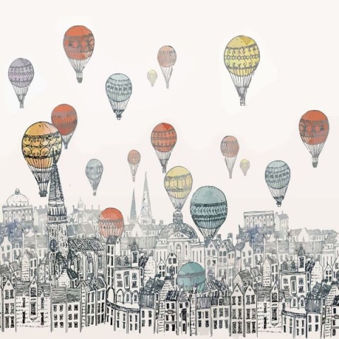 3D Плед «Воздушные шары над городом акварель» вид 2