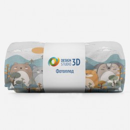 3D Плед «Бирюзовые горы с животными»