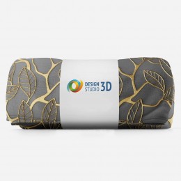 3D плед «Узор с золотыми листьями»