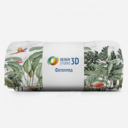 3D Плед «Тропическая композиция на мраморном фоне»