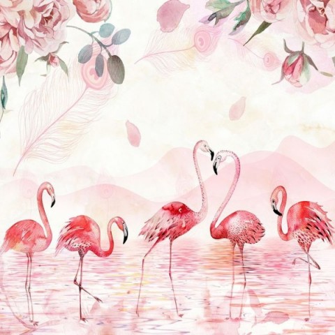 3D Плед «Озеро с фламинго» вид 2