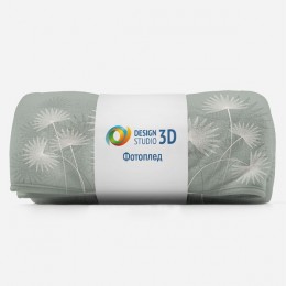3D Плед «Пальмовые листья в мятных оттенках»