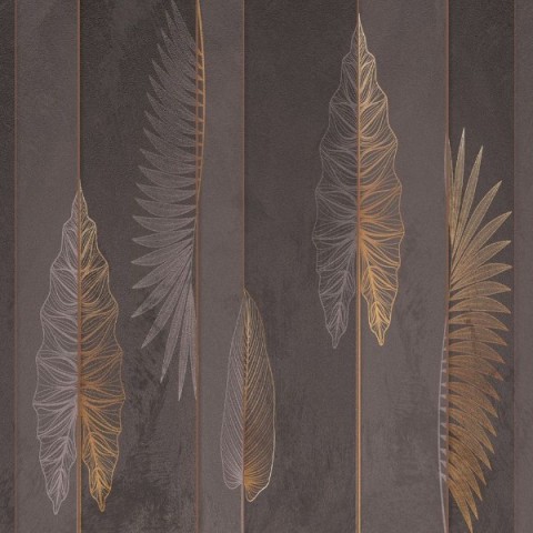 3D Плед «Панно с тропическими листьями в бронзовом оттенке» вид 2