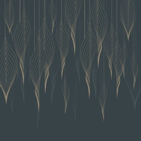 3D Плед «Золотые ниспадающие листья на нефритовом фоне» вид 2