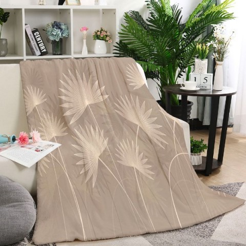 3D Плед «Пальмовые листья в карамельных оттенках» вид 3