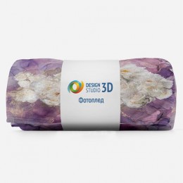 3D Плед «Роскошные пионы на лавандовом мраморе»