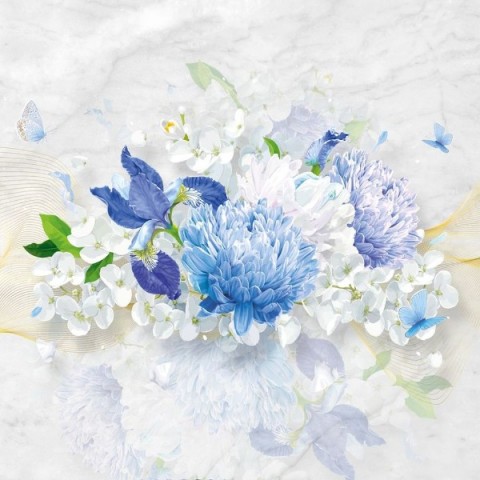3D Плед «Небесно-голубые цветы» вид 2