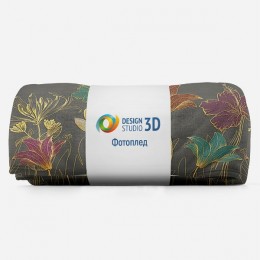 3D Плед «Цветы с золотым тиснением»