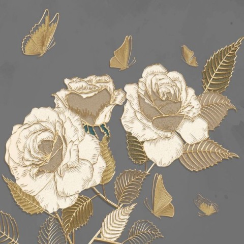 3D Плед «Розы в золотом тиснении» вид 2