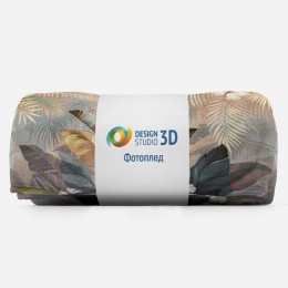 3D Плед «Тропический букет на закате»
