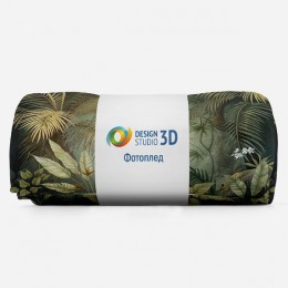 3D Плед «Тропики с золотым отливом»