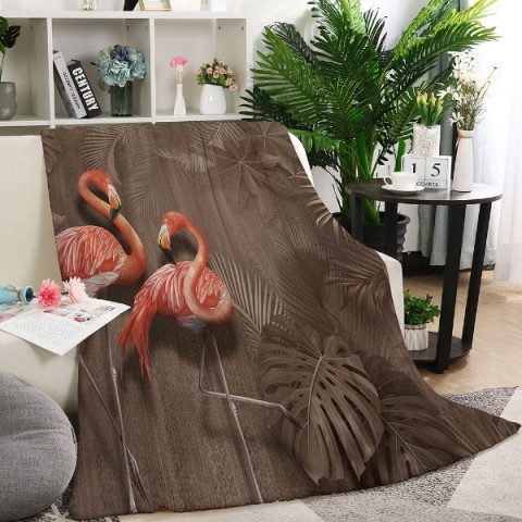 3D Плед «Фламинго в тропической листве» вид 3