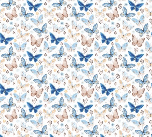 Домашний плед «Бежевые и голубые бабочки» вид 2