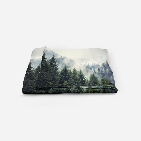 3D Плед «Винтажное фото с туманным лесом» вид 5