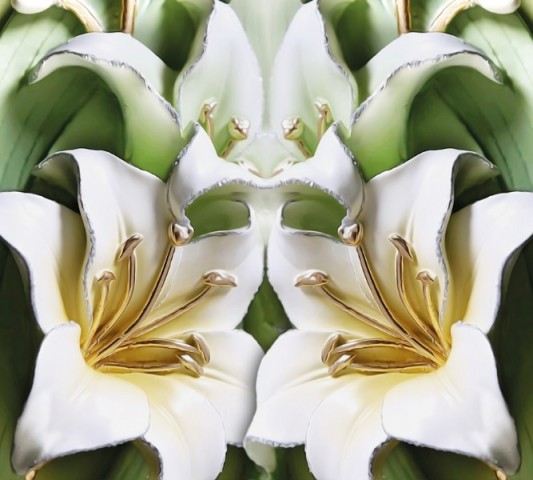Плед велсофт «Зеленые лилии из керамики» вид 2