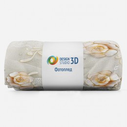 3D Плед «Цветы на белом кружеве»