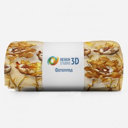3D Плед «Кованые золотые цветы»