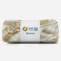 3D Плед «Золотые цветы с алмазными серединками»