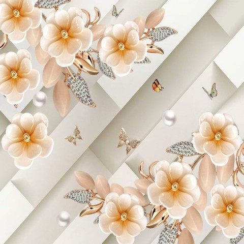 3D Плед «Керамические цветы с драгоценными лепестками» вид 2