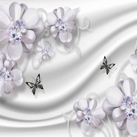 3D Плед «Сапфировая фантазия с цветами и бабочками» вид 2