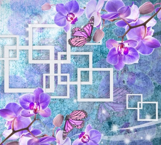 Плед велсофт «Современная композиция с орхидеями» вид 2