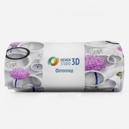 3D Плед «Лиловые одуванчики с объемными кольцами»