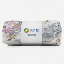 3D Плед «Лилии с объемными кругами на мраморе»