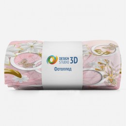 3D Плед «Фарфоровые цветы с ювелирными цветами и бабочками»
