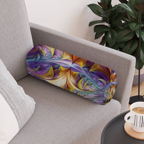 Декоративная подушка для дивана «Фиолетово-желтая абстракция» вид 4